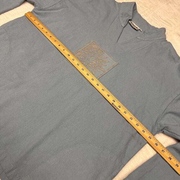 By Taylor Sweatshirt Unisex L/XL Blue Fleece Vneck Pullover Sun Boho Casual - Picture 8 of 8